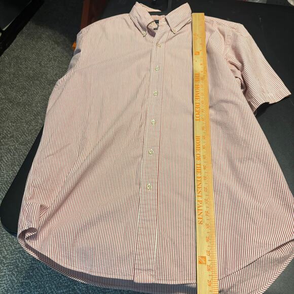 Ralph Lauren Men's Size Large L Red & White Striped Short Sleeve Shirt - Picture 4 of 7